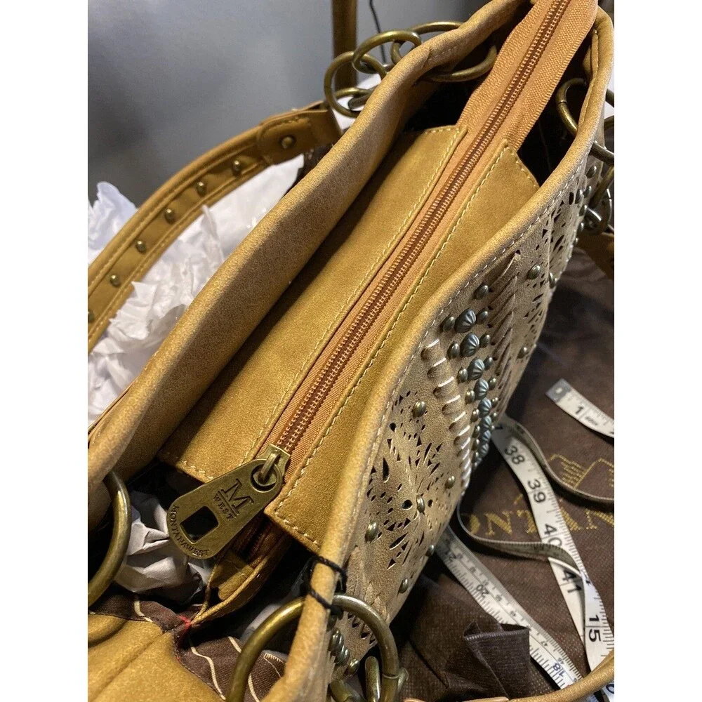 Montana West Concealed Carry Purse Handbag Bling Western Tan NWT